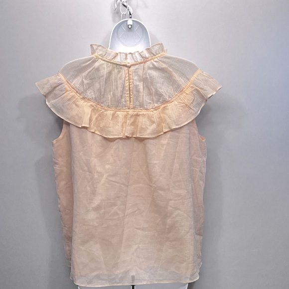 Ryegrass Top Peach Bisque Large Mock High Ruffle Neck Cotton Romantic Boho New - Picture 2 of 12